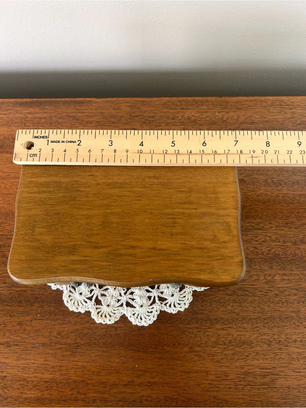 VTG Wooden Dresser Jewelry Box Drawer Hinged Lid Mirror Gold Velvet Interior